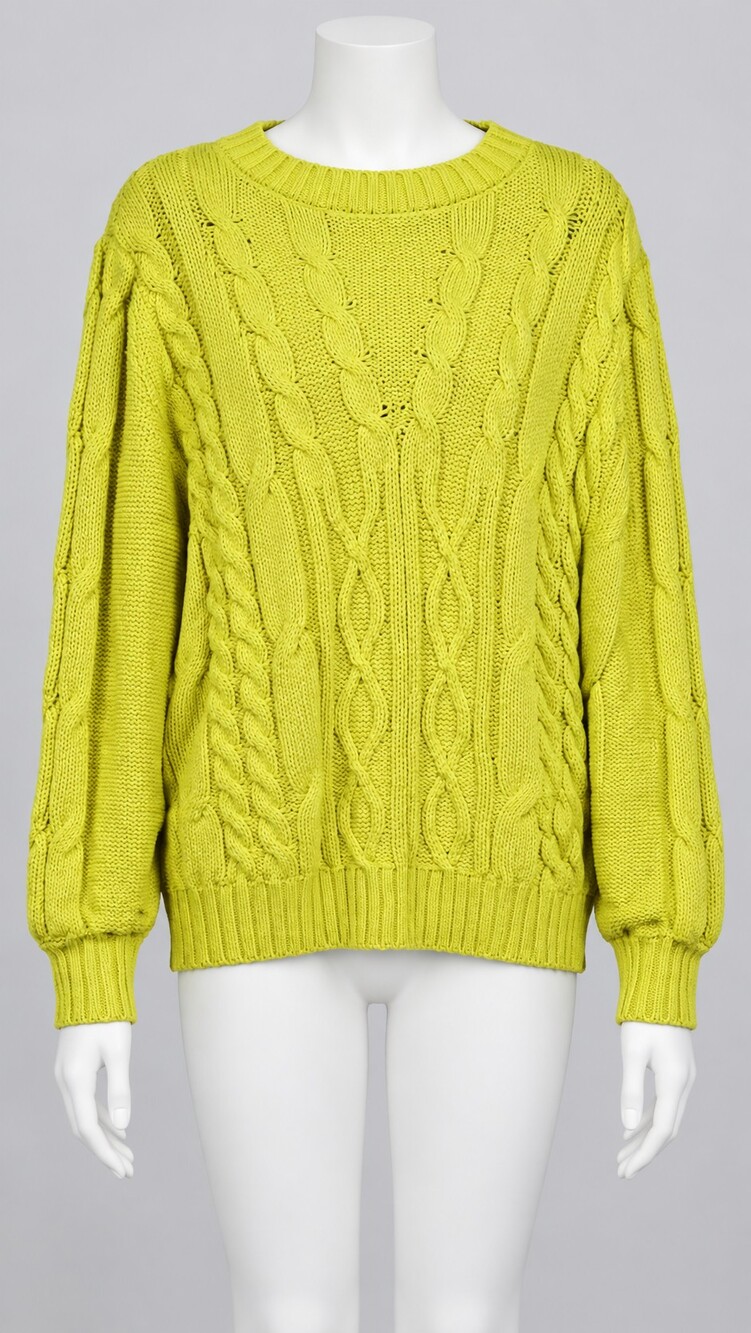 crown & ivy XXL cable knit sweater yellow oversized knitwear